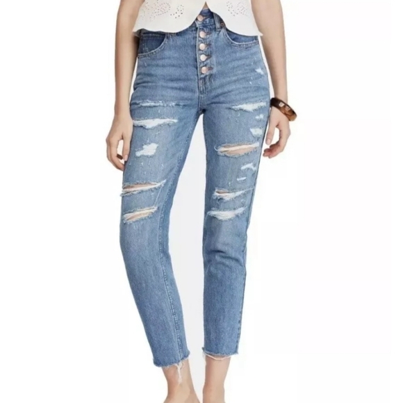 Free People We The Free Soak Up the Sun High Rise Thrashed Skinny Jean  Size 27 - Picture 1 of 16